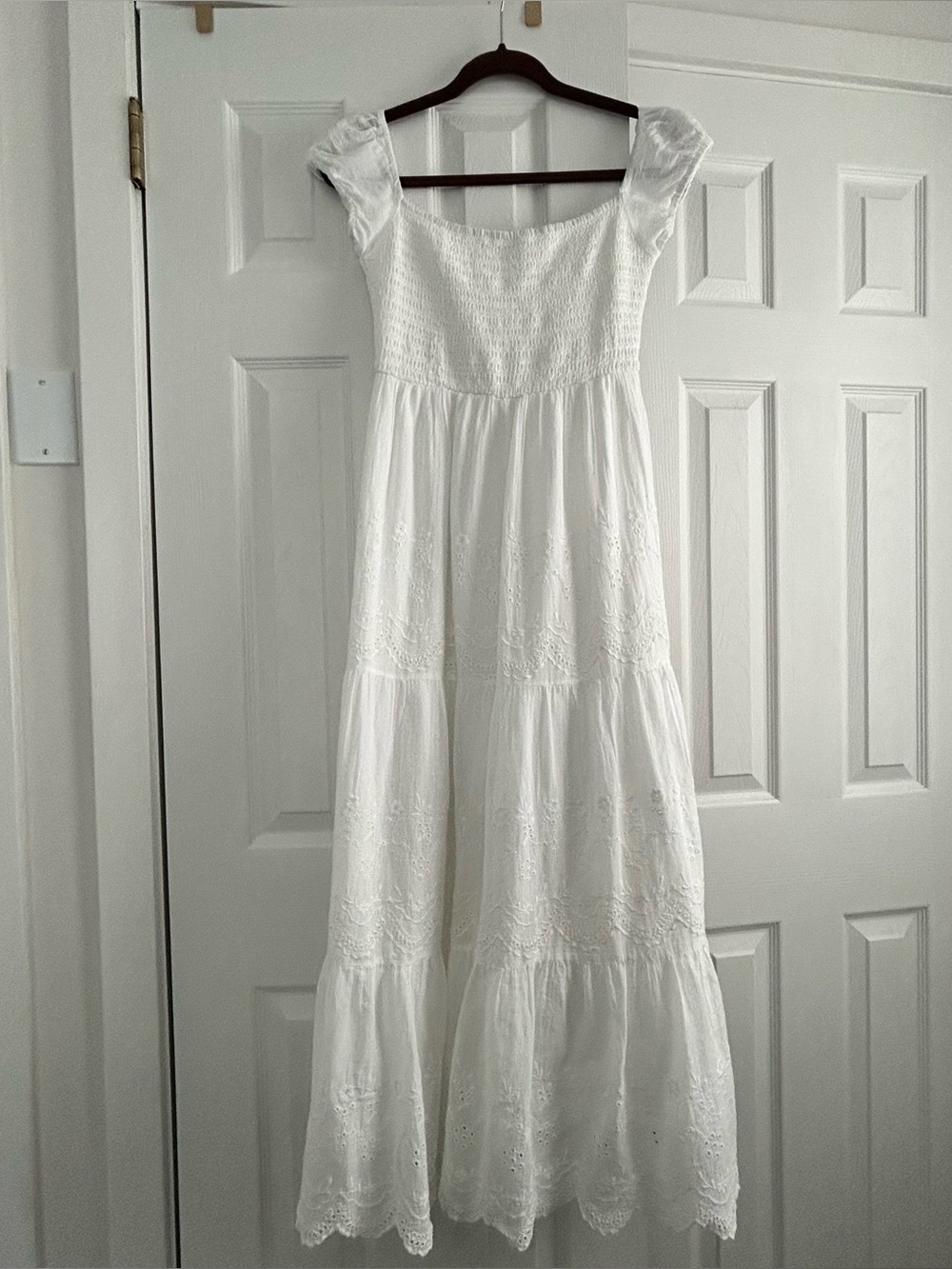Zara White Eyelet Midi Dress